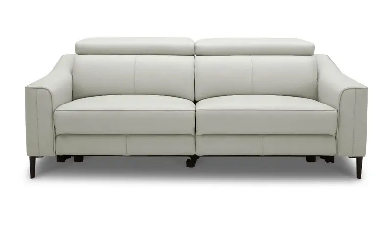 74" Grey Genuine Leather and Black Reclining Sofa By Homeroots