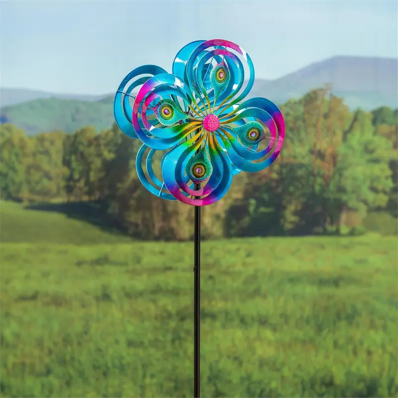 75"H Wind Spinner, Peacock Spirals
