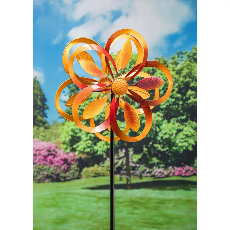 75"H Wind Spinner, Sunset Rings