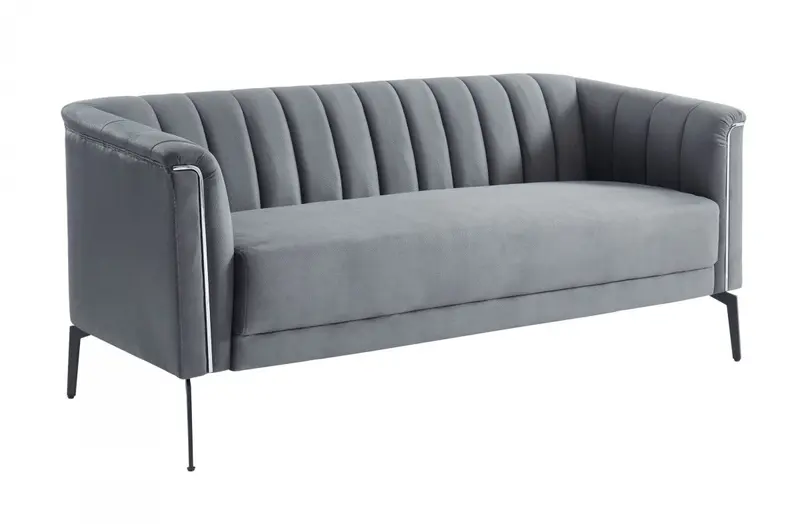 76" Dark Grey Three Person Standard Metal Legs Sofa By Homeroots