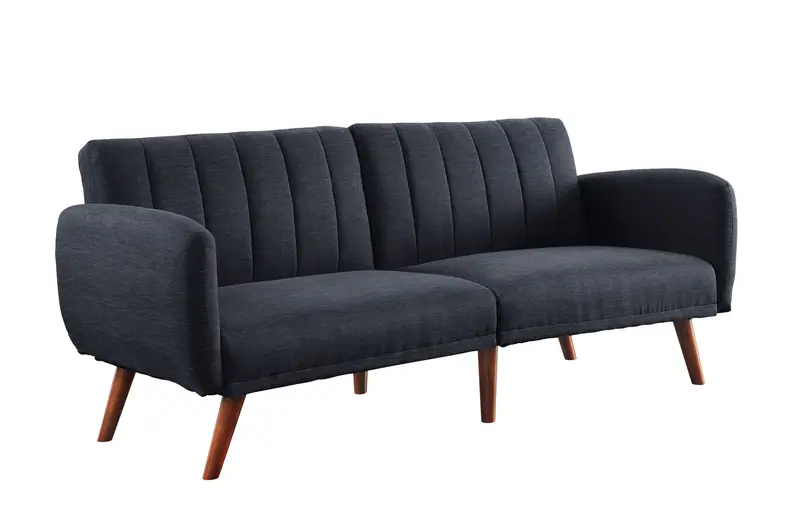 76" Gray Linen And Wood Brown Sleeper Sofa By Homeroots