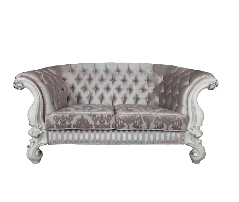 76" Ivory And Off White Velvet Love Seat And Toss Pillows By Homeroots