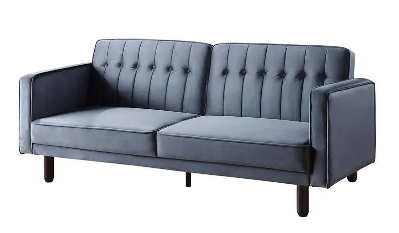 79" Dark Gray Velvet And Black Sleeper Sofa By Homeroots