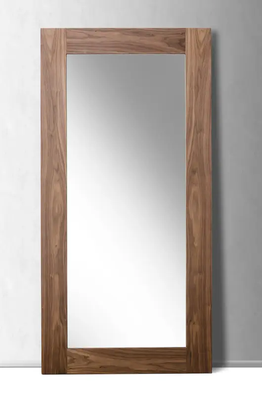 79" Walnut MDF Veneer and Glass Mirror By Homeroots