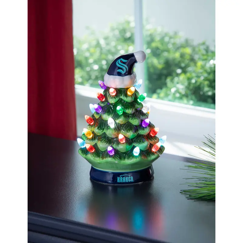 8" LED Ceramic Christmas Tree, Seattle Kraken