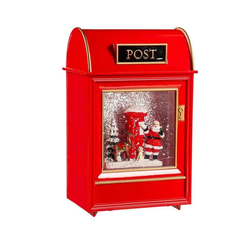 8" LED Santa's Mailbox Water Lantern Table Décor