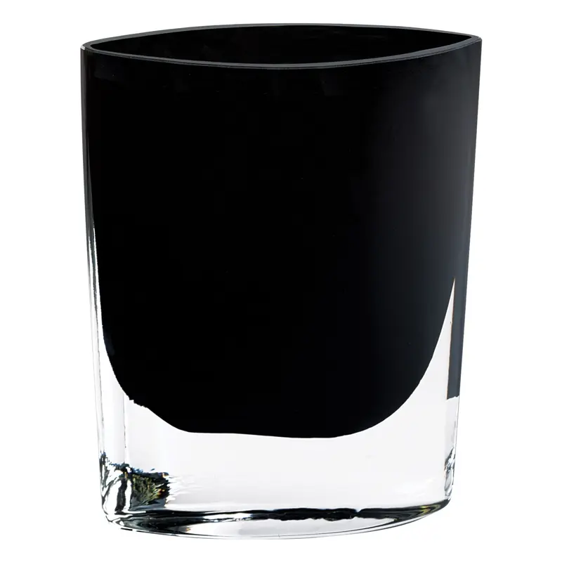 8 Mouth Blown Crystal European Made Lead Free Jet Black Pocket Shaped Vase By Homeroots
