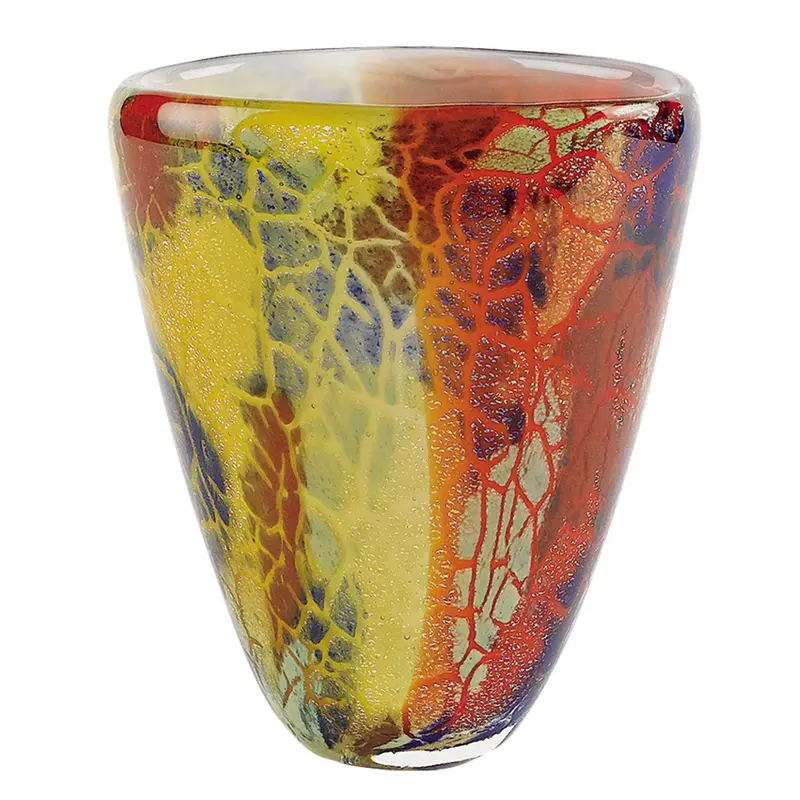 8 MultiColor Art Glass Oval Vase By Homeroots