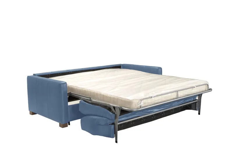 81" Blue Leather And Black Sleeper Sofa By Homeroots