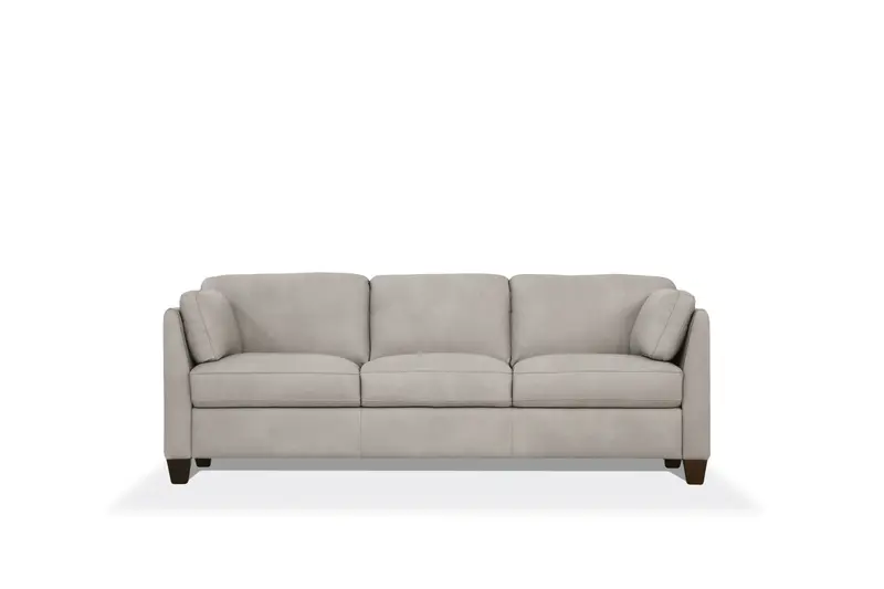 81" Dusty White Leather And Black Sofa By Homeroots