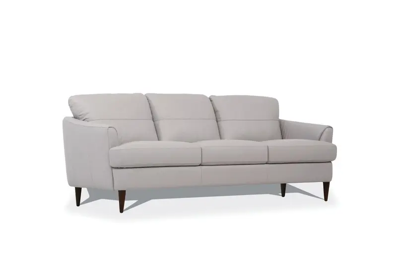 83" Pearl Gray Leather And Black Sofa By Homeroots