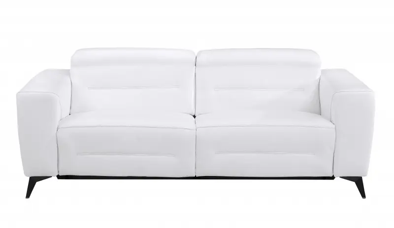 83" White Italian Leather Reclining Sofa By Homeroots
