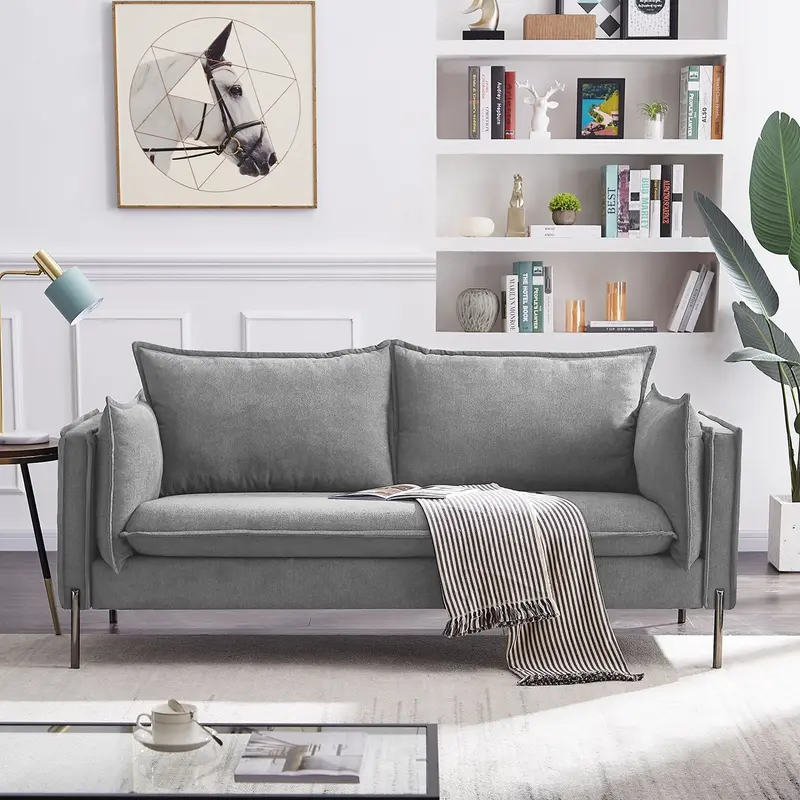 87" Grey Three Person Standard Metal Legs Sofa By Homeroots