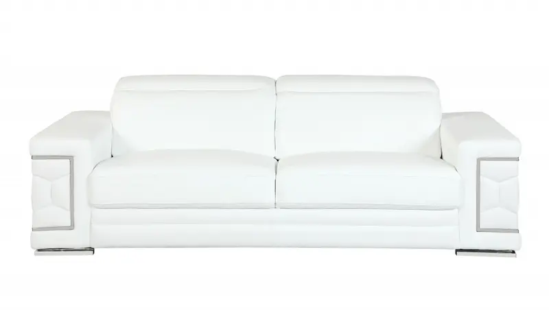 89" Sturdy White Leather Sofa By Homeroots