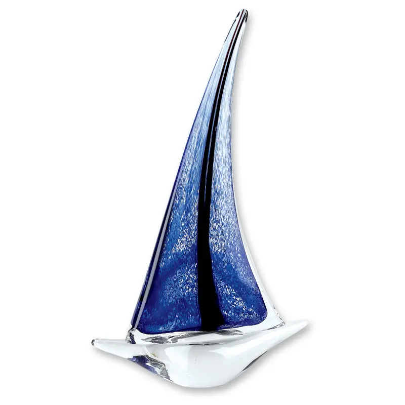 9 Blue Art Glass Sailboat By Homeroots