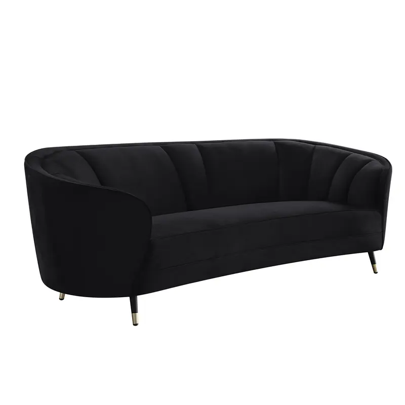 92" Black Velvet Sofa By Homeroots