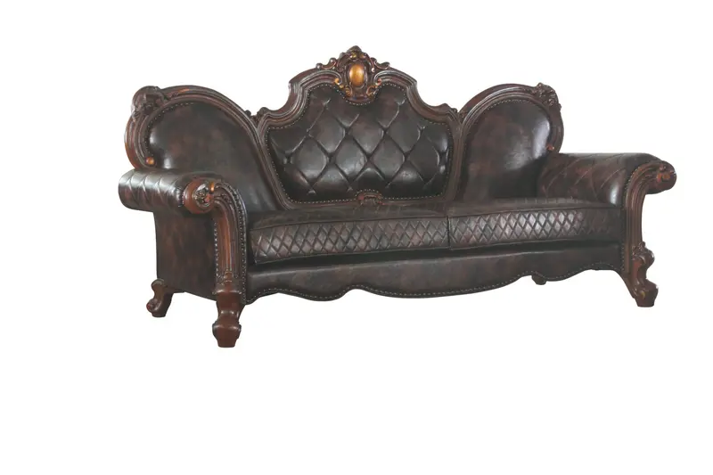 93" Dark Brown Faux Leather Sofa With Three Toss Pillows By Homeroots