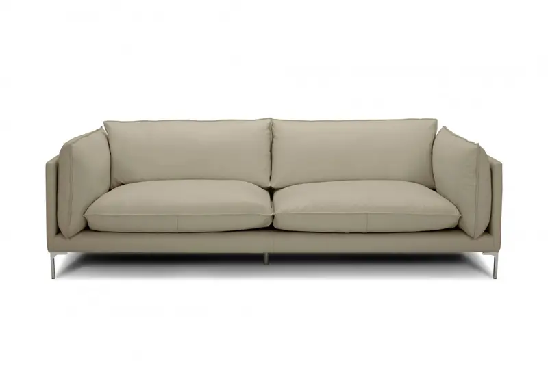 96" Taupe Top Grain Leather Sofa By Homeroots