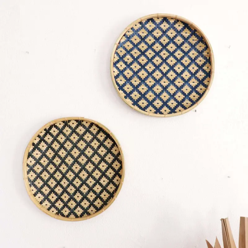 A Ti Nuch - Wall Art Decor Hanging Set Of 2 (Black And Blue) By Thaihome