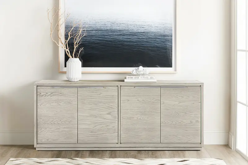 Abbey 4 Door Sideboard Buffet in Grey Oak Wood By Armen Living