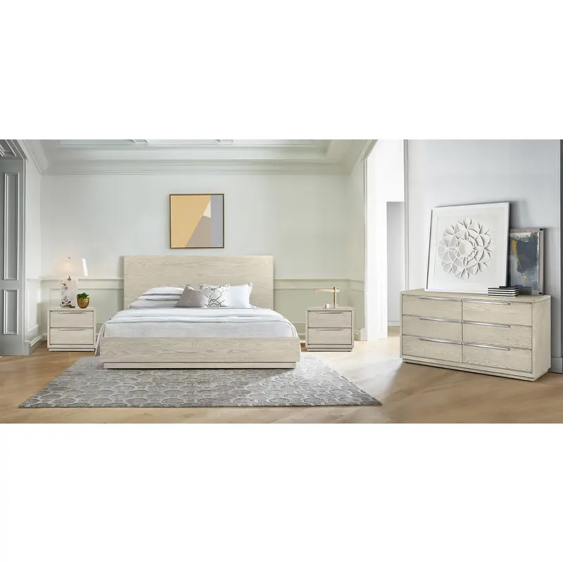 Abbey King 4 Piece Bedroom Set in Grey Oak Wood By Armen Living