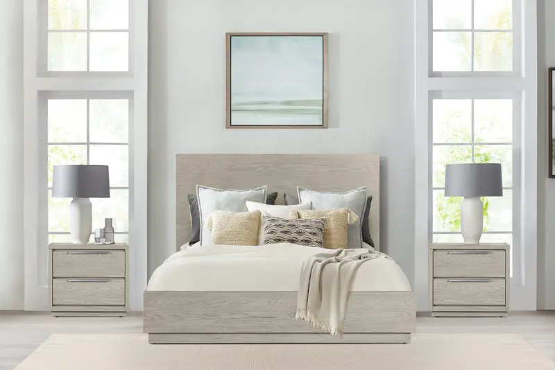 Abbey Queen 3 Piece Bedroom Set in Grey Oak Wood By Armen Living