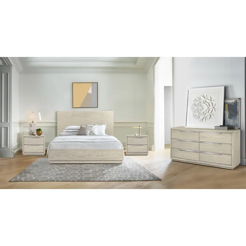 Abbey Queen Platform Bed Frame in Grey Oak Wood By Armen Living