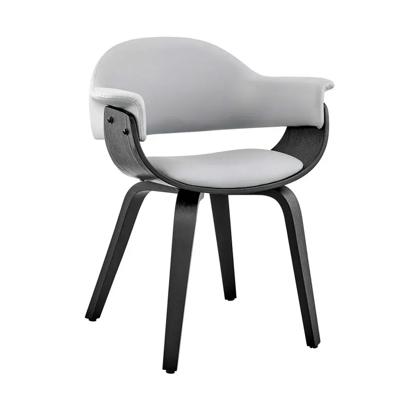 Adalyn Gray Faux Leather and Black Wood Dining Room Accent Chair By Armen Living