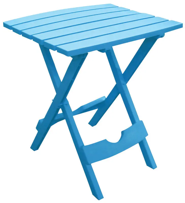 Adams Quik-Fold Pool Blue Rectangular Resin Folding Side Table - Open Box