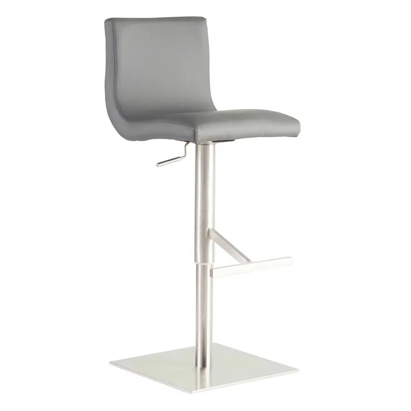 Adjustable Gray Faux Leather Aluminum Stool By Homeroots