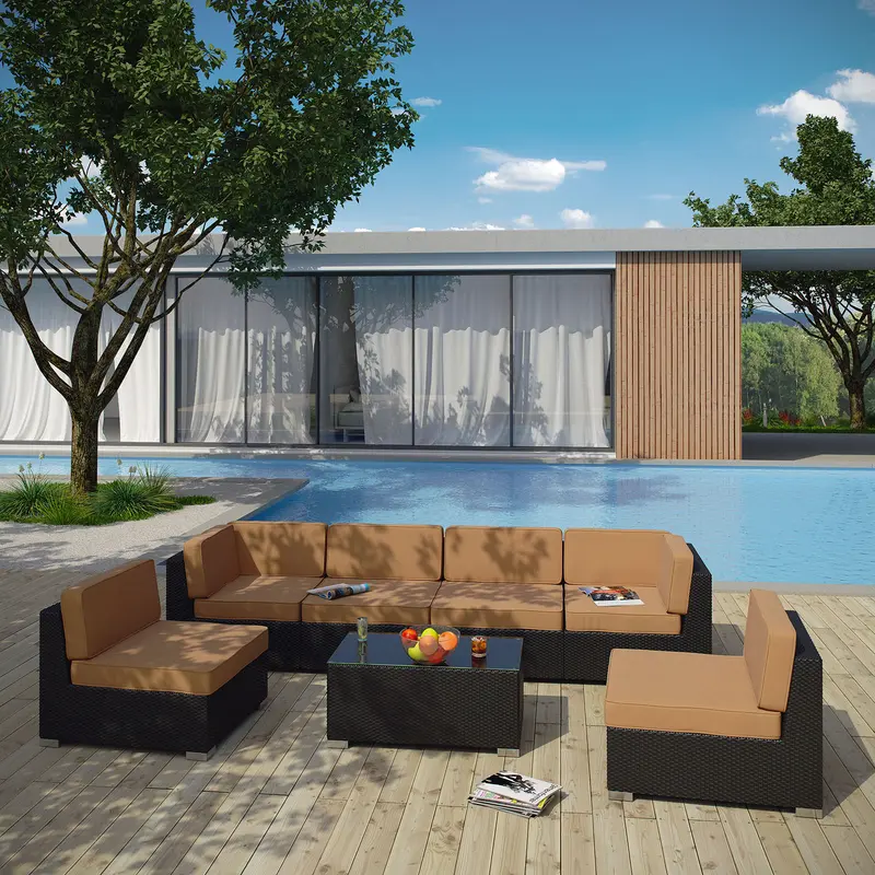 Aero 7 Piece Outdoor Patio Sectional Set By Modway - EEI-695