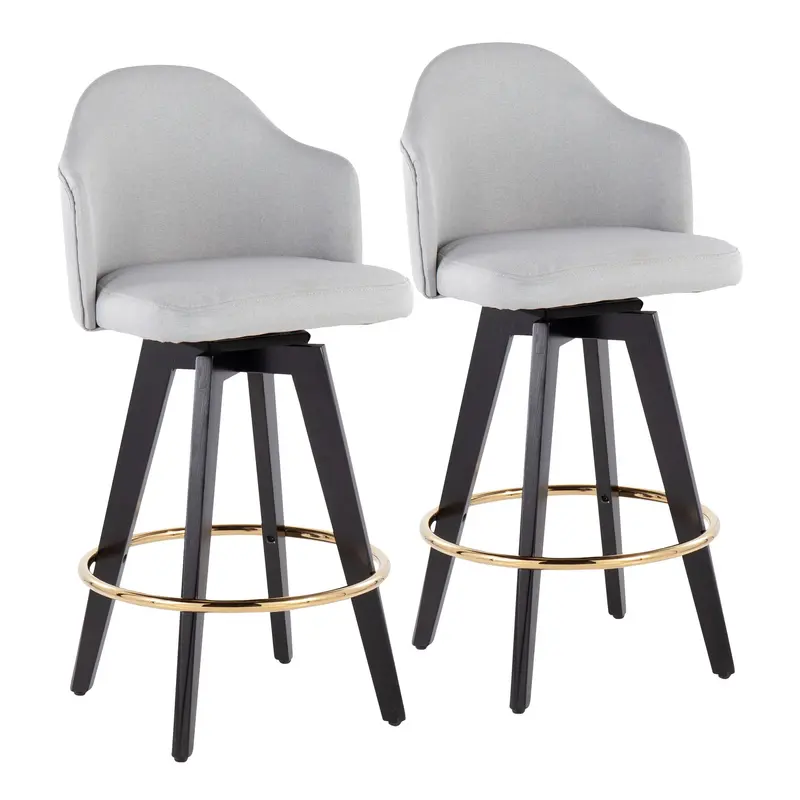 Ahoy 26" Counter Stool - Set of 2 Gray By LumiSource - B26-AHOYUP2-SWVG BKLGY2