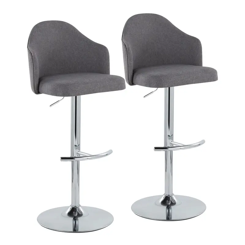 Ahoy Adjustable Barstool - Set of 2 By LumiSource - BS-AHOYUPFB-RT2 CHRGY2