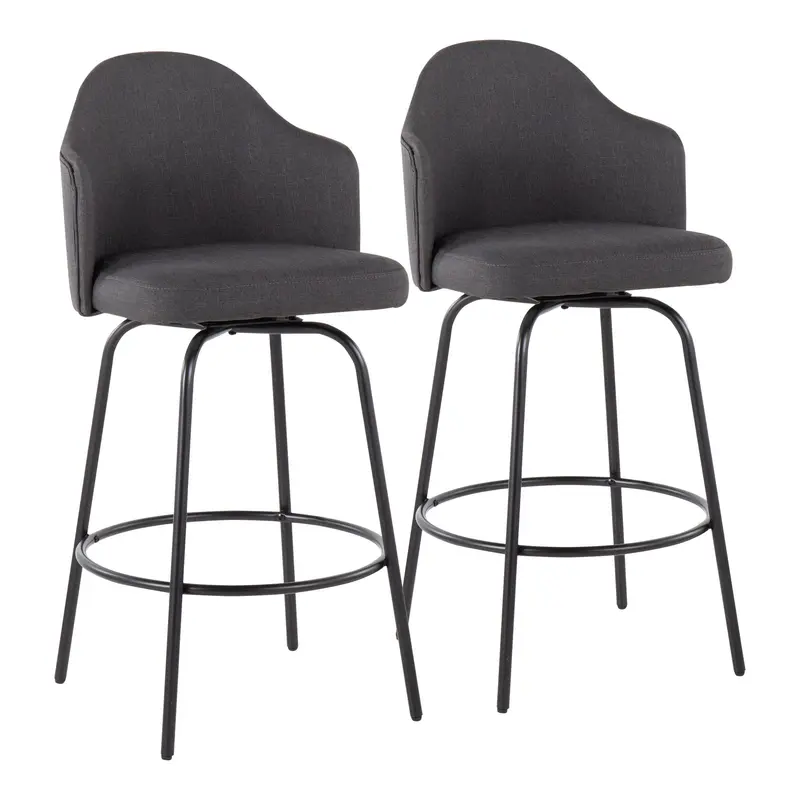 Ahoy Counter Stool - Set of 2 Gray By LumiSource - B26-AHOYUP CLAIREQ2 BKCHAR2