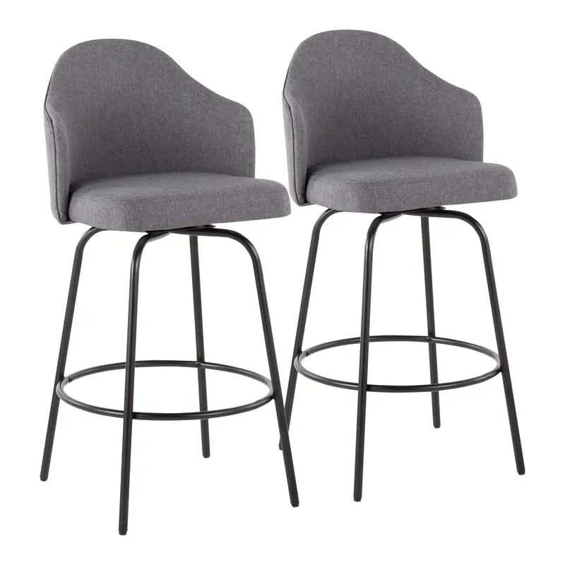 Ahoy Counter Stool - Set of 2 Gray By LumiSource - B26-AHOYUP CLAIREQ2 BKGY2