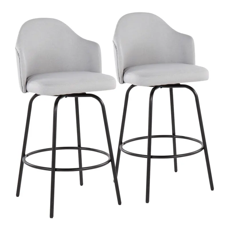 Ahoy Counter Stool - Set of 2 Gray By LumiSource - B26-AHOYUP CLAIREQ2 BKLGY2