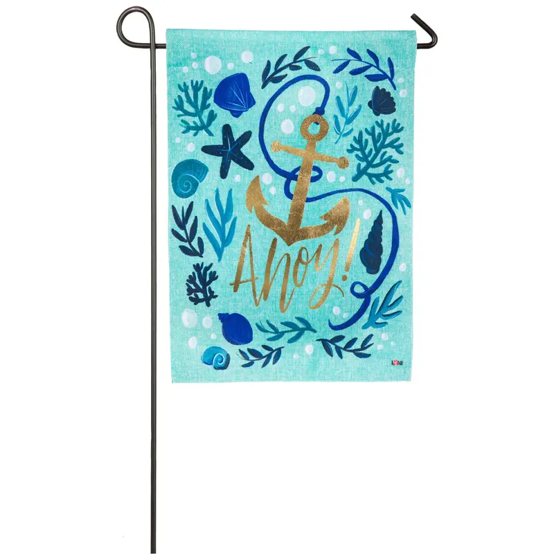 Ahoy! Garden Burlap Flag,14b4798bl
