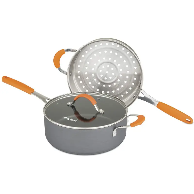 Allrecipes Hard Anodized 3-Piece Stackable Fry Pan