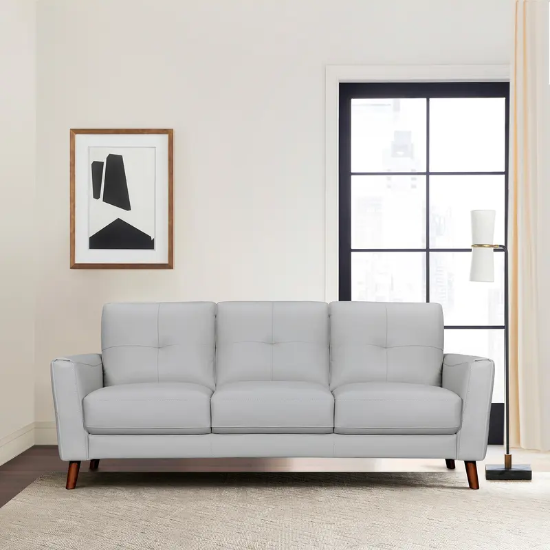 Almafi 82" Dove Gray Leather Sofa By Armen Living