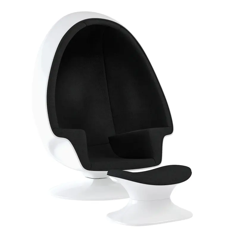 Alpha Egg Chair & Ottoman, Black By World Modern Design