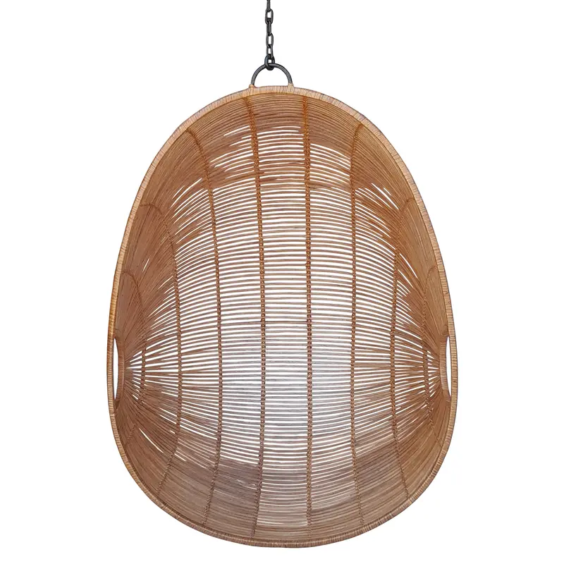 Alva Hanging Chair, Iron & Rattan By HomArt