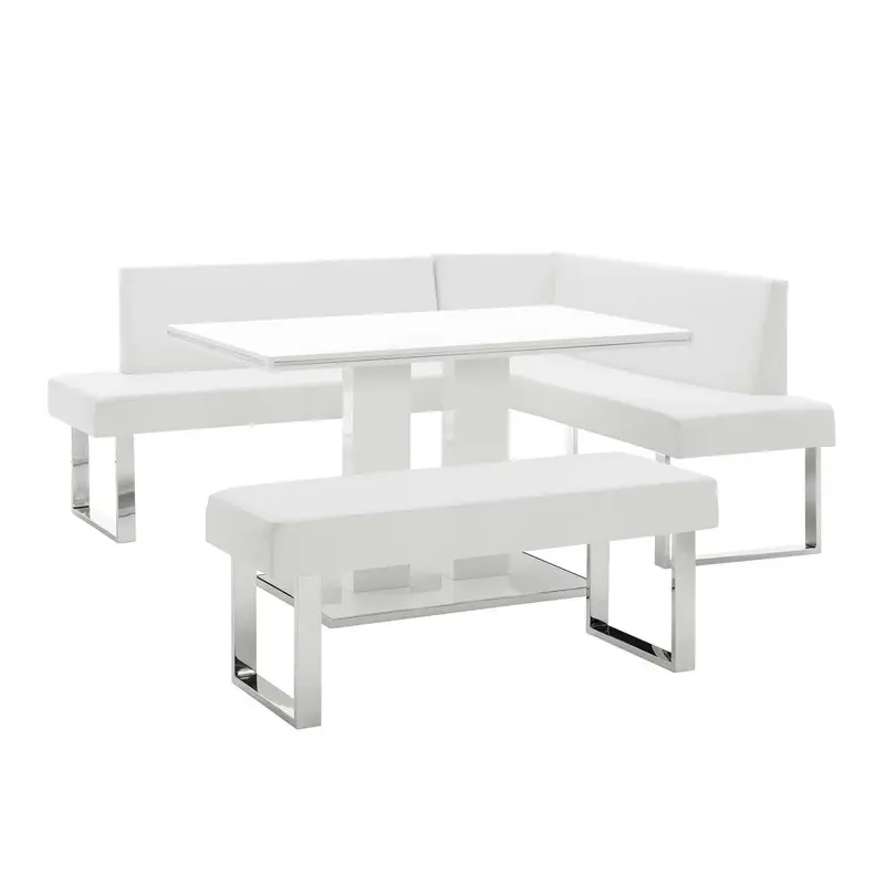 Amanda 3 Piece White Rectangular Dining Set By Armen Living