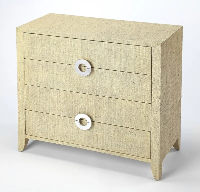 Amelle Cream Raffia 4 Drawer Accent Chest By Homeroots