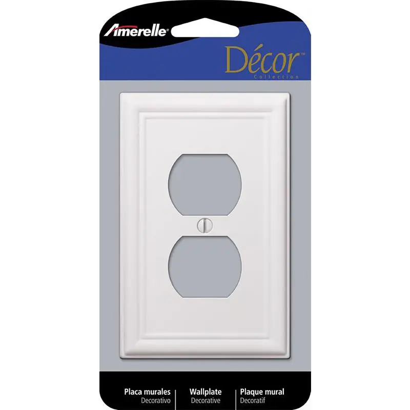Amerelle Chelsea White 2 gang Stamped Steel Duplex Wall Plate 1 pk - Open Box