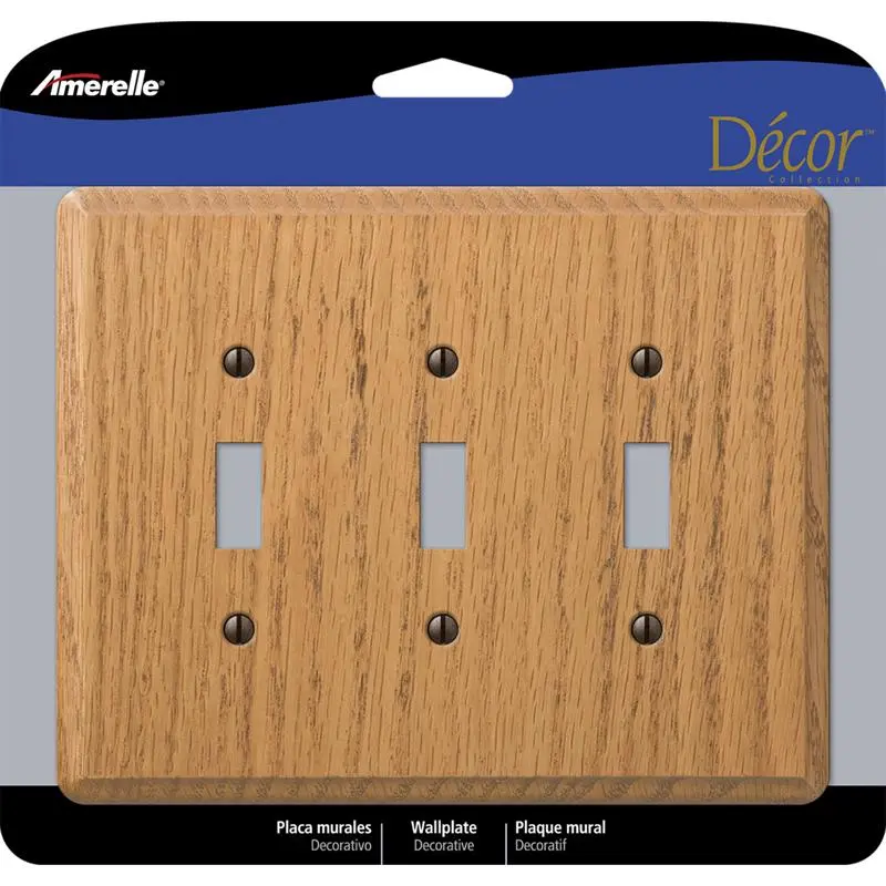 Amerelle Contemporary Brown 3 gang Wood Toggle Wall Plate 1 pk - Open Box