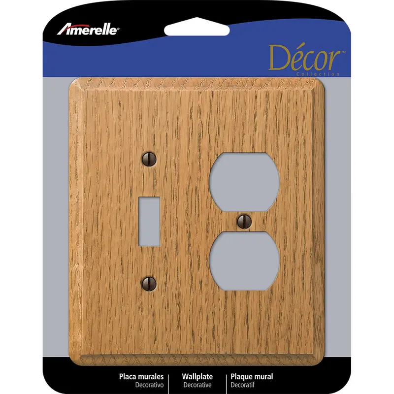 Amerelle Contemporary Light Brown 2 gang Oak Wood Duplex/Toggle Wall Plate 1 pk - Open Box