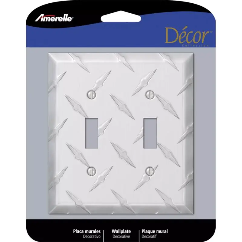 Amerelle Diamond Silver 2 gang Stamped Aluminum Toggle Wall Plate 1 pk - Open Box