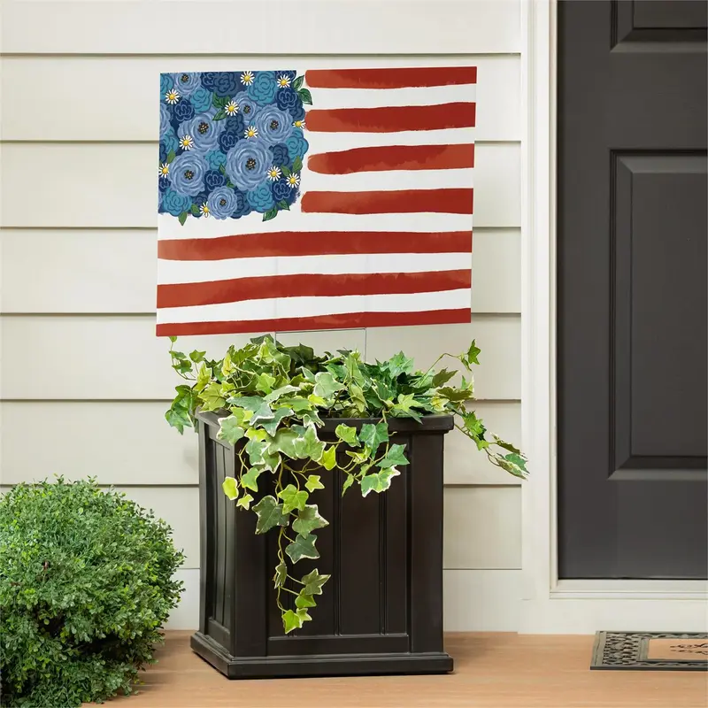 American Classic Blooming Americana Yard Sign, Flag, 24"x18"