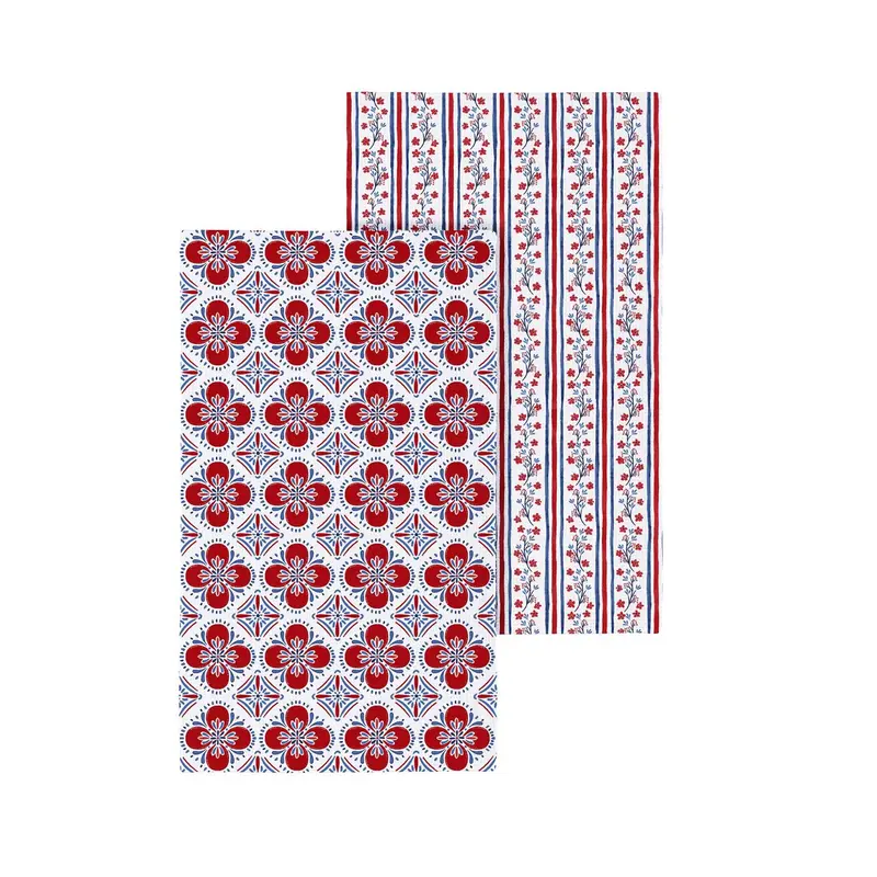 American Classic Kitchen Towel Quick Dry Waffle Weave Double-Sided, Red Florals, 30"L x 18"W