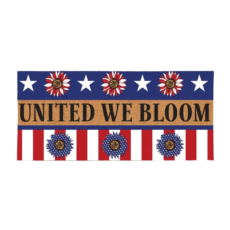 American Classic Patriotic Sunflower, Flocked Coir Sassafras Switch Mat 22"x10"